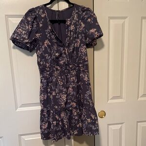 Anthropologie Purple Floral Mini Dress